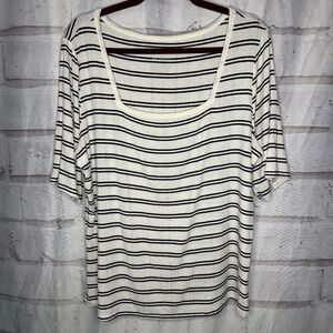 Apt. 9 Essentials Black White Striped Ribbed Top Size XXL